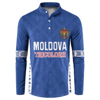 Custom Moldova Football Button Sweatshirt Tricolorii Tree Of Life Blue Version - Wonder Print Shop
