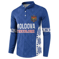 Custom Moldova Football Button Sweatshirt Tricolorii Tree Of Life Blue Version - Wonder Print Shop