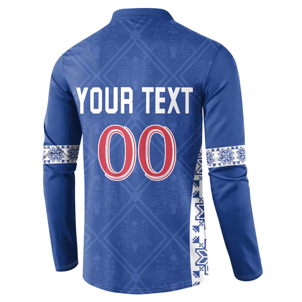 Custom Moldova Football Button Sweatshirt Tricolorii Tree Of Life Blue Version - Wonder Print Shop