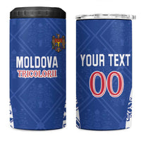 Custom Moldova Football 4 in 1 Can Cooler Tumbler Tricolorii Tree Of Life Blue Version - Wonder Print Shop