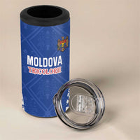Custom Moldova Football 4 in 1 Can Cooler Tumbler Tricolorii Tree Of Life Blue Version - Wonder Print Shop
