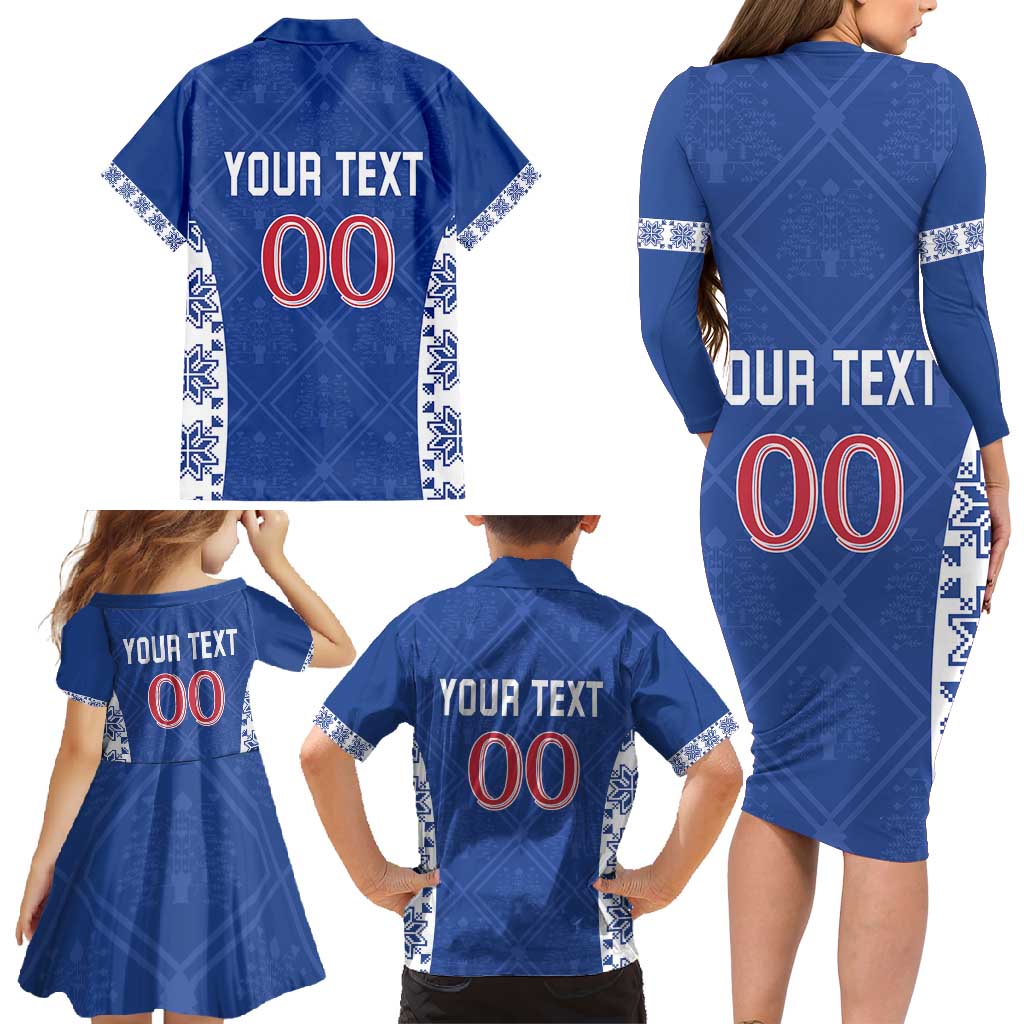 Custom Moldova Football Family Matching Long Sleeve Bodycon Dress and Hawaiian Shirt Tricolorii Tree Of Life Blue Version - Wonder Print Shop