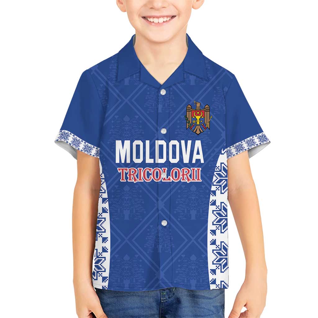 Custom Moldova Football Family Matching Summer Maxi Dress and Hawaiian Shirt Tricolorii Tree Of Life Blue Version - Wonder Print Shop