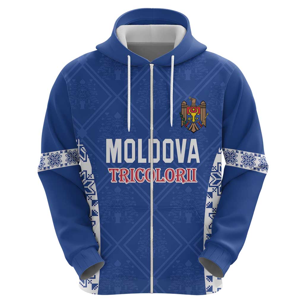 Custom Moldova Football Hoodie Tricolorii Tree Of Life Blue Version - Wonder Print Shop
