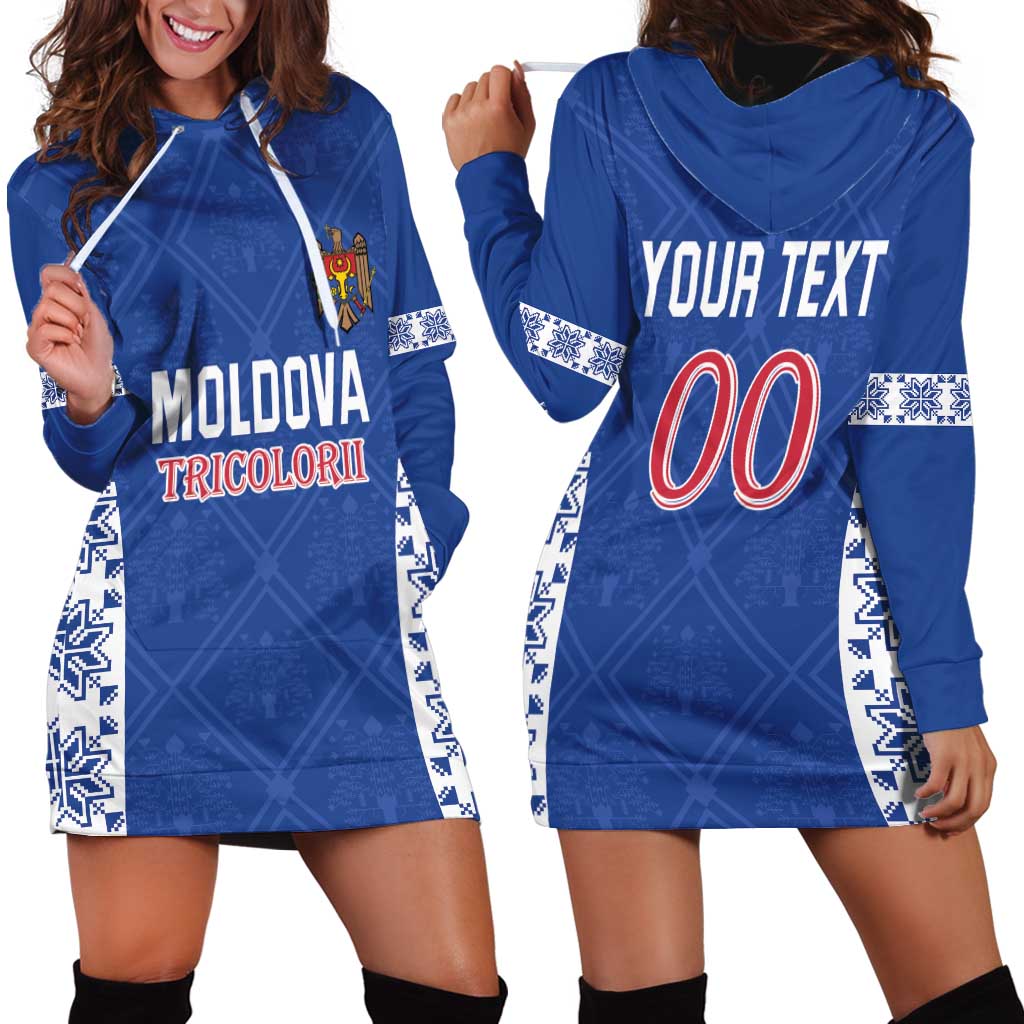 Custom Moldova Football Hoodie Dress Tricolorii Tree Of Life Blue Version - Wonder Print Shop