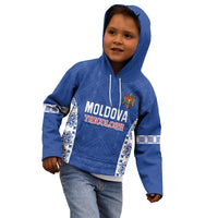 Custom Moldova Football Kid Hoodie Tricolorii Tree Of Life Blue Version - Wonder Print Shop