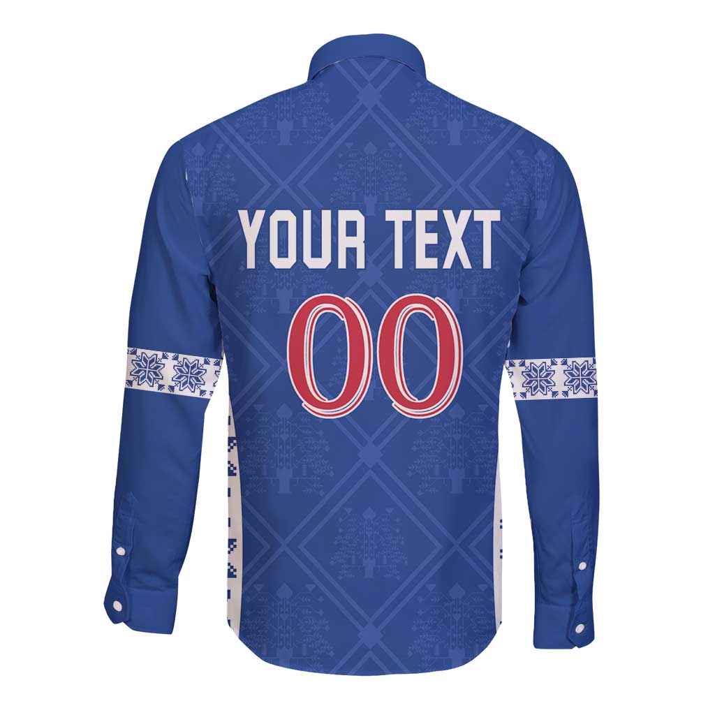 Custom Moldova Football Long Sleeve Button Shirt Tricolorii Tree Of Life Blue Version - Wonder Print Shop