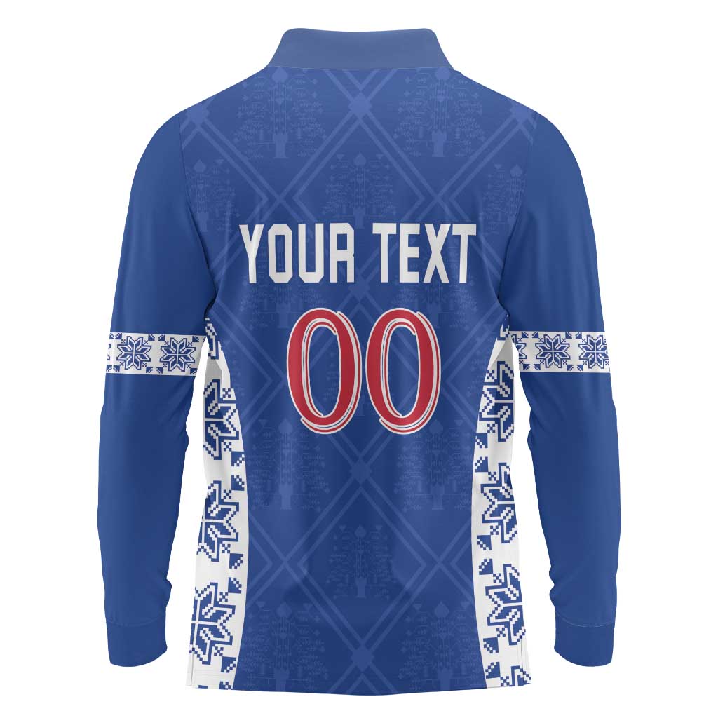 Custom Moldova Football Long Sleeve Polo Shirt Tricolorii Tree Of Life Blue Version - Wonder Print Shop
