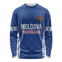 Custom Moldova Football Long Sleeve Shirt Tricolorii Tree Of Life Blue Version - Wonder Print Shop