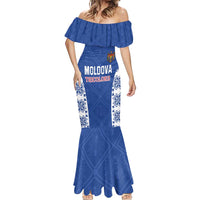 Custom Moldova Football Mermaid Dress Tricolorii Tree Of Life Blue Version - Wonder Print Shop