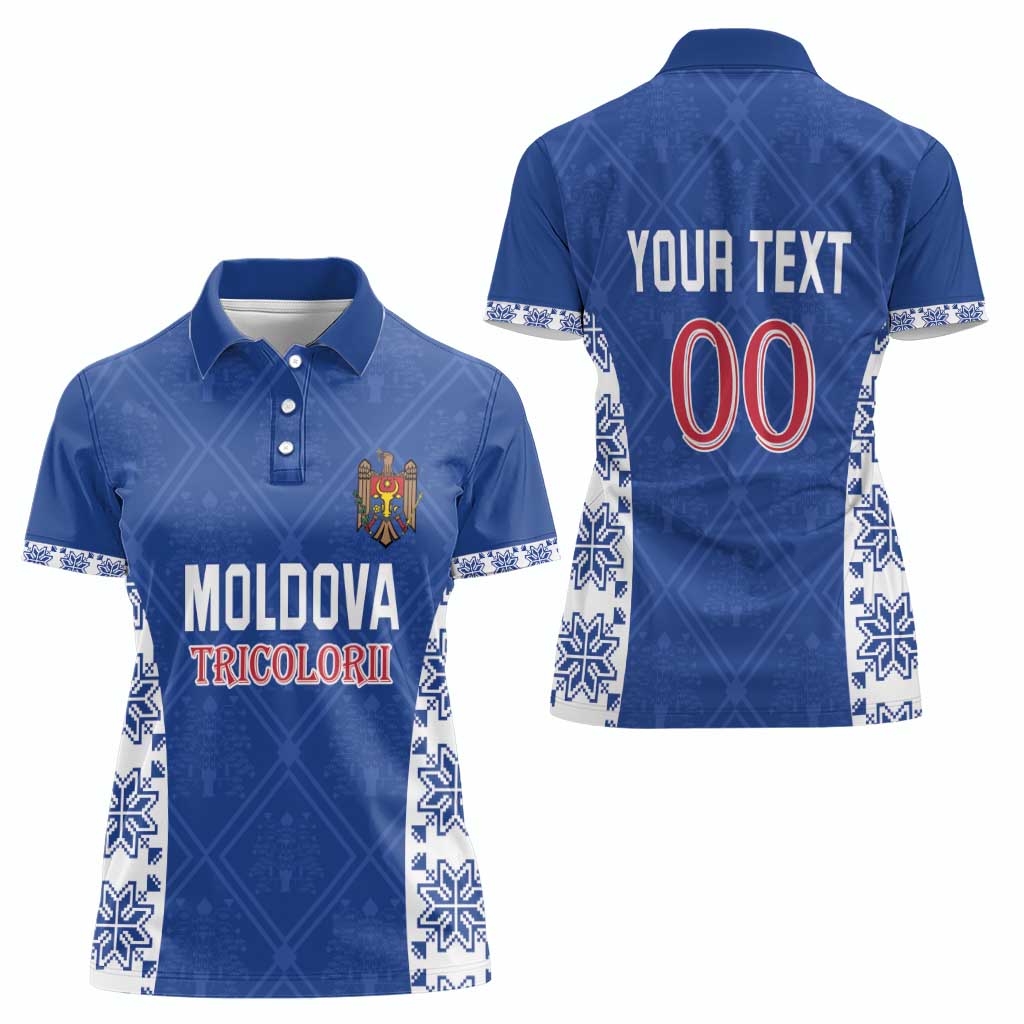 Custom Moldova Football Women Polo Shirt Tricolorii Tree Of Life Blue Version - Wonder Print Shop