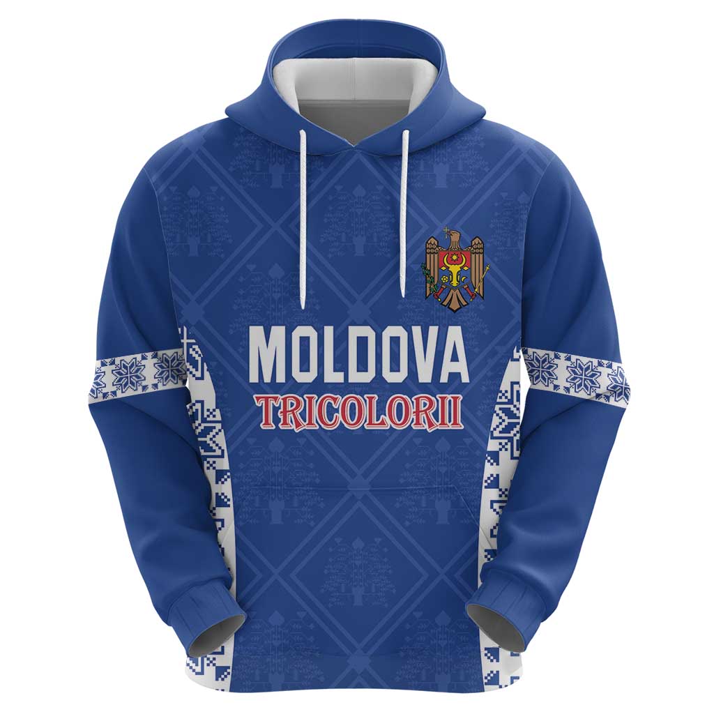 Custom Moldova Football Zip Hoodie Tricolorii Tree Of Life Blue Version - Wonder Print Shop