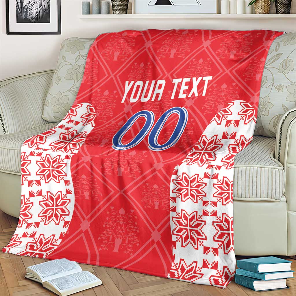 Custom Moldova Football Blanket Tricolorii Tree Of Life Red Version