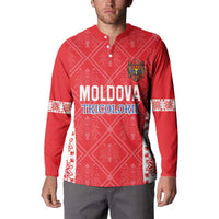 Custom Moldova Football Button Sweatshirt Tricolorii Tree Of Life Red Version - Wonder Print Shop