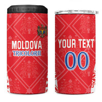 Custom Moldova Football 4 in 1 Can Cooler Tumbler Tricolorii Tree Of Life Red Version - Wonder Print Shop