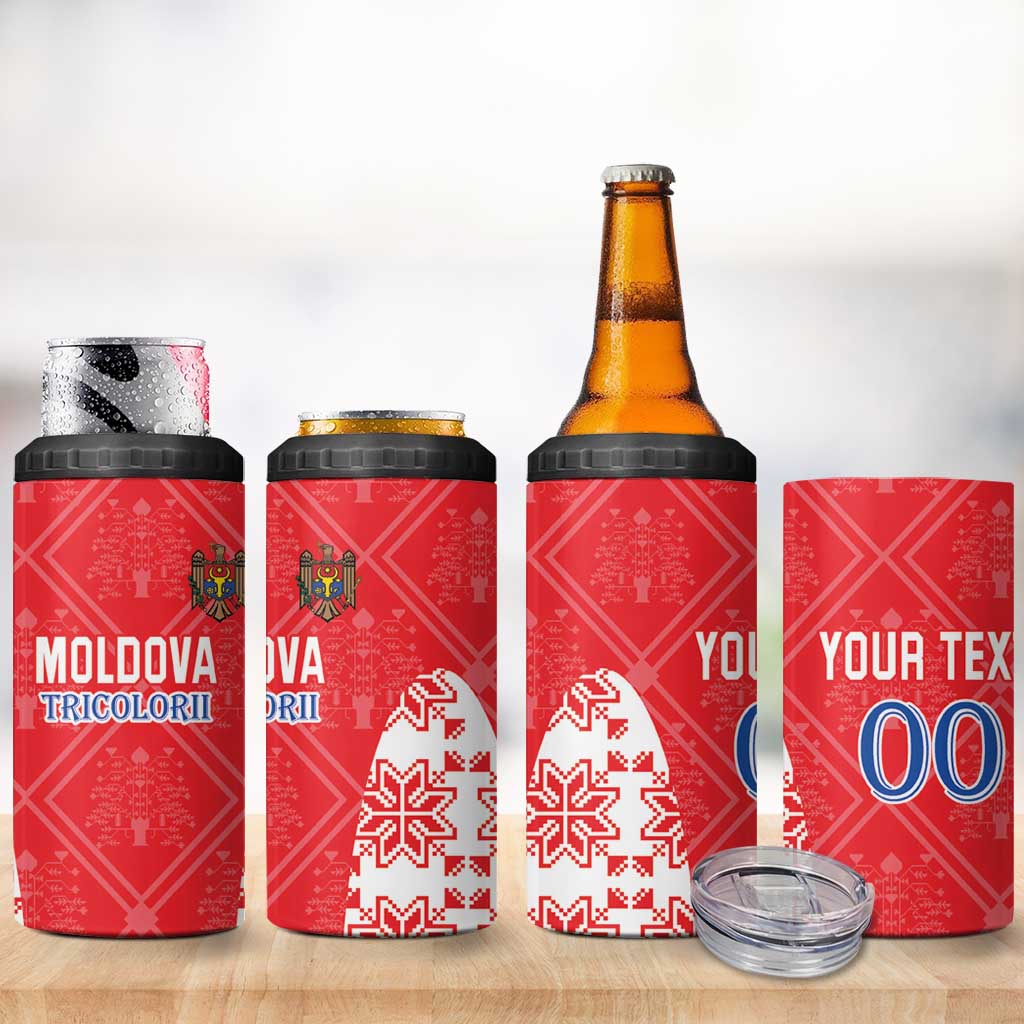 Custom Moldova Football 4 in 1 Can Cooler Tumbler Tricolorii Tree Of Life Red Version - Wonder Print Shop