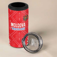 Custom Moldova Football 4 in 1 Can Cooler Tumbler Tricolorii Tree Of Life Red Version - Wonder Print Shop