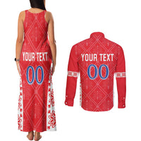 Custom Moldova Football Couples Matching Tank Maxi Dress and Long Sleeve Button Shirt Tricolorii Tree Of Life Red Version - Wonder Print Shop
