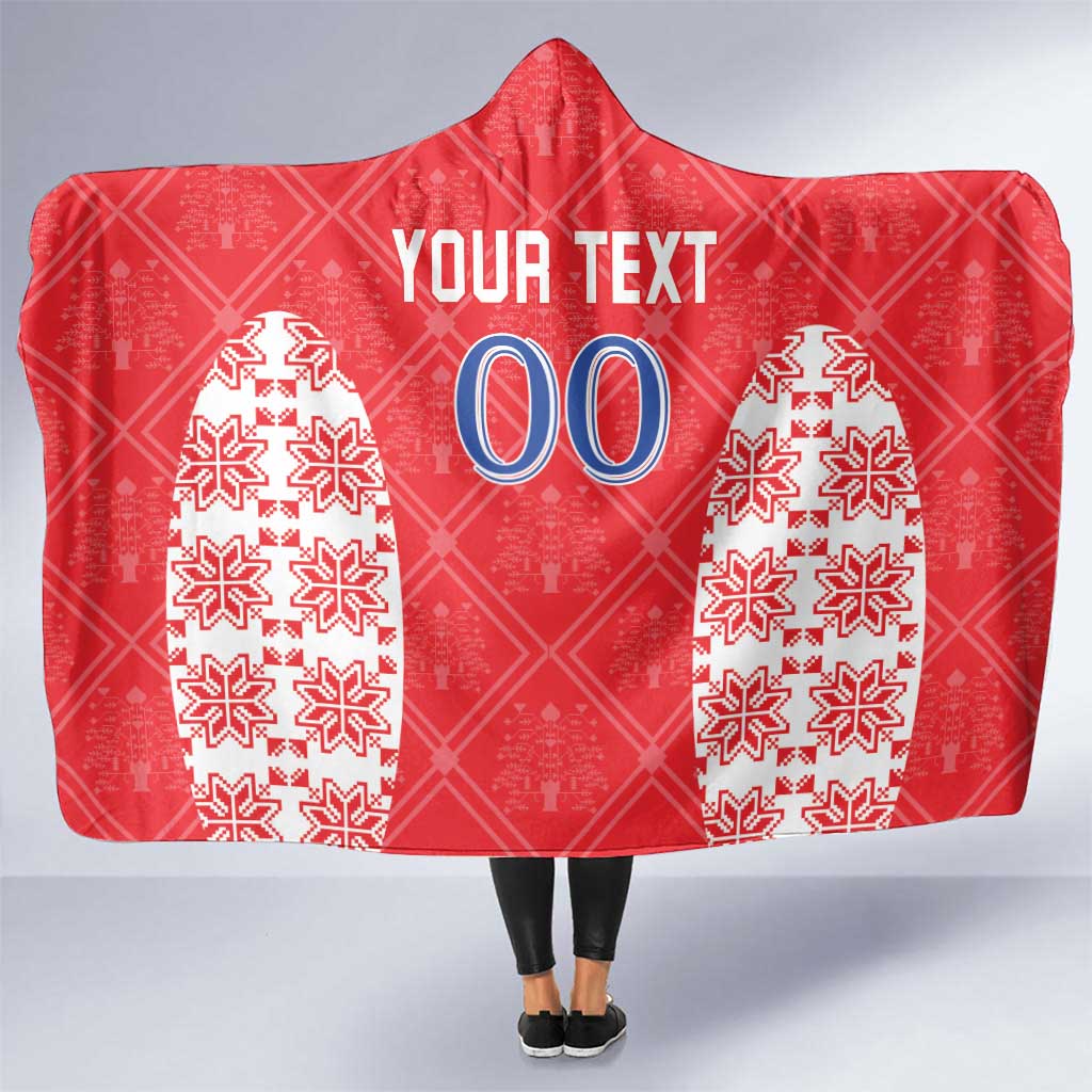 Custom Moldova Football Hooded Blanket Tricolorii Tree Of Life Red Version