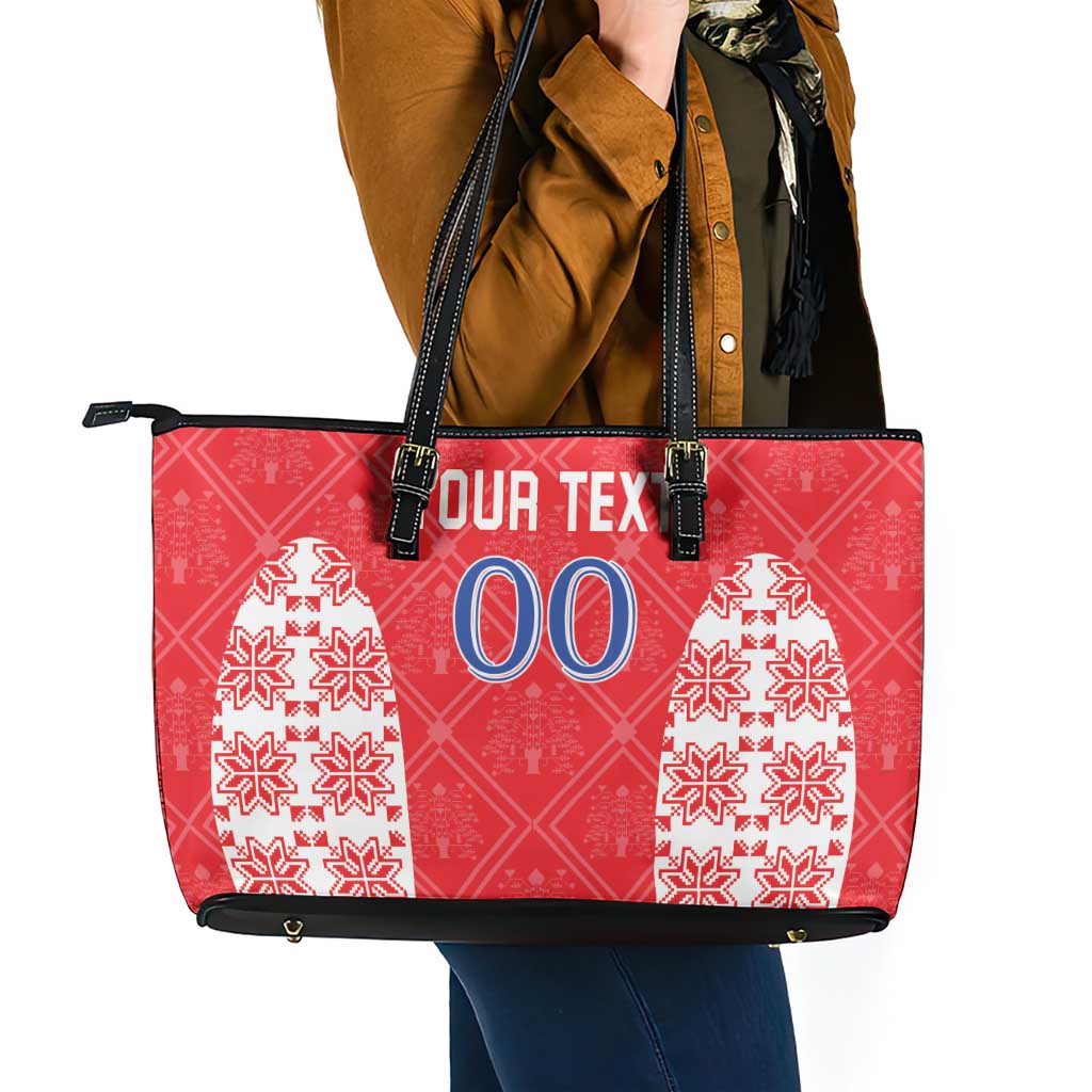 Custom Moldova Football Leather Tote Bag Tricolorii Tree Of Life Red Version - Wonder Print Shop