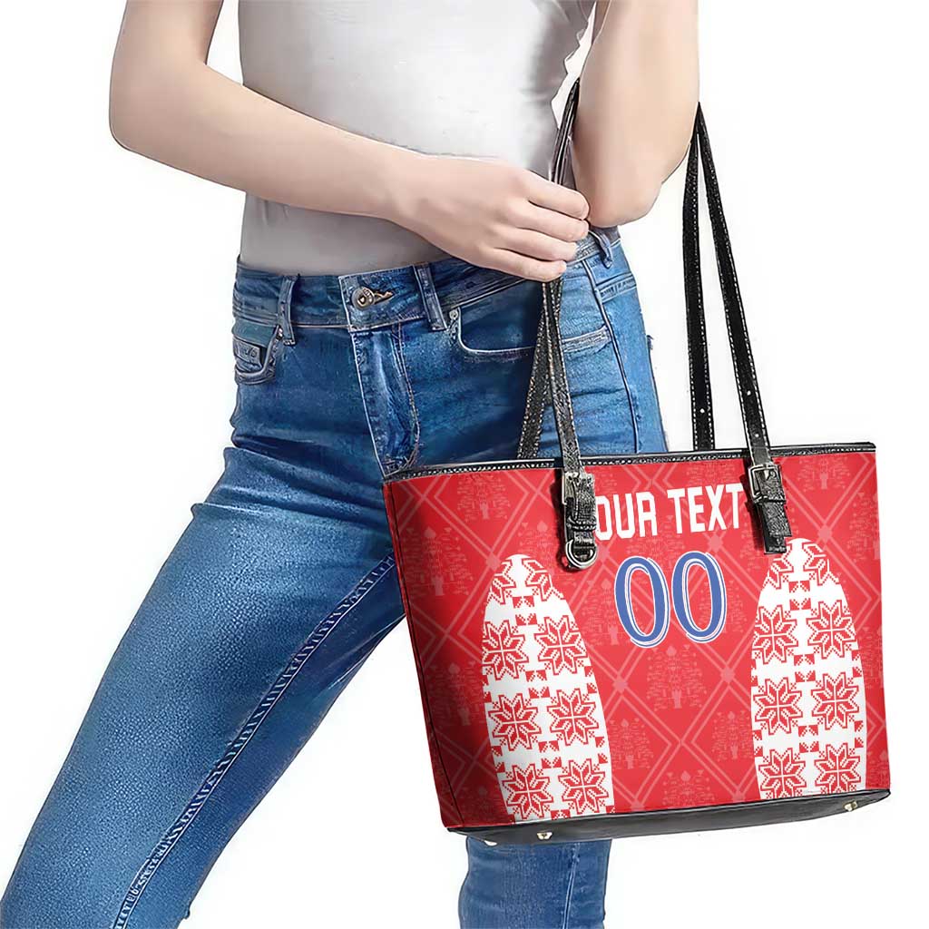 Custom Moldova Football Leather Tote Bag Tricolorii Tree Of Life Red Version - Wonder Print Shop