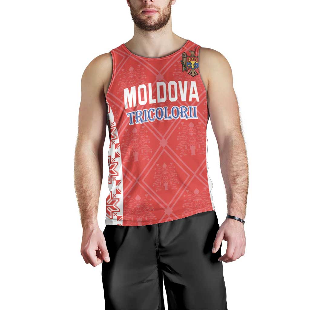 Custom Moldova Football Men Tank Top Tricolorii Tree Of Life Red Version - Wonder Print Shop