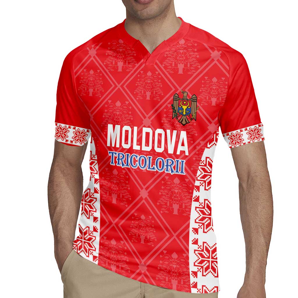 Custom Moldova Football Rugby Jersey Tricolorii Tree Of Life Red Version - Wonder Print Shop