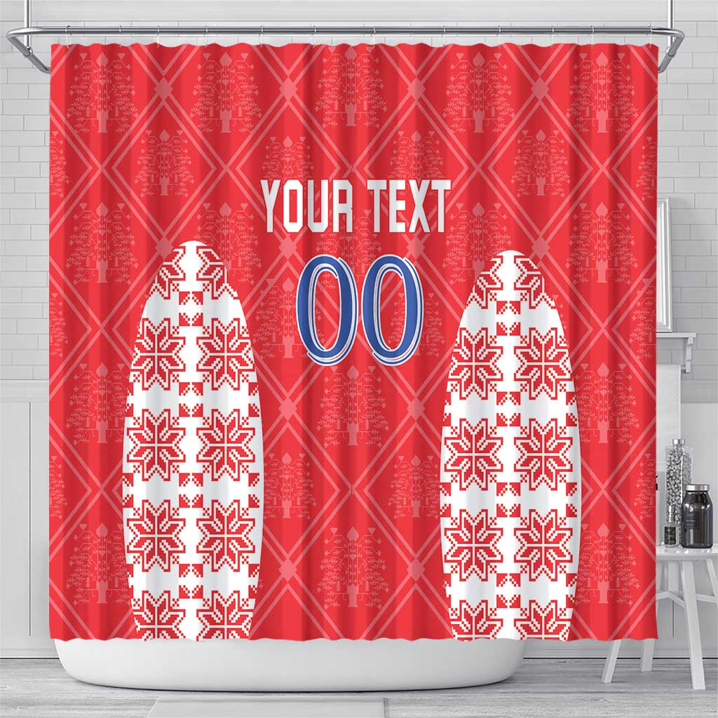 Custom Moldova Football Shower Curtain Tricolorii Tree Of Life Red Version