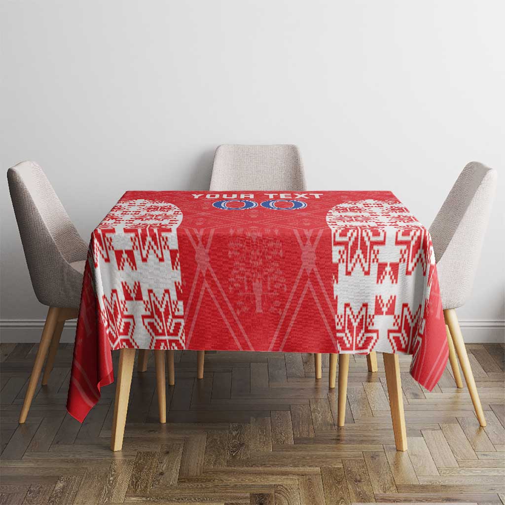 Custom Moldova Football Tablecloth Tricolorii Tree Of Life Red Version - Wonder Print Shop