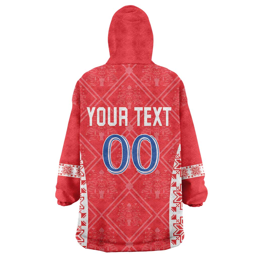 Custom Moldova Football Wearable Blanket Hoodie Tricolorii Tree Of Life Red Version - Wonder Print Shop
