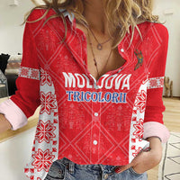 Custom Moldova Football Women Casual Shirt Tricolorii Tree Of Life Red Version - Wonder Print Shop
