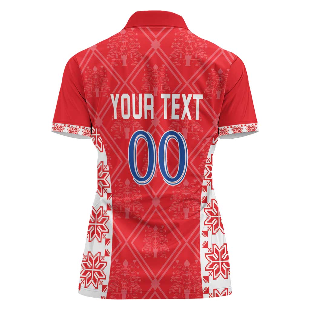 Custom Moldova Football Women Polo Shirt Tricolorii Tree Of Life Red Version - Wonder Print Shop