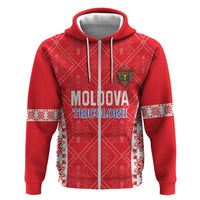 Custom Moldova Football Zip Hoodie Tricolorii Tree Of Life Red Version - Wonder Print Shop
