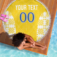 Custom Moldova Football Beach Blanket Tricolorii Tree Of Life Yellow Version - Wonder Print Shop