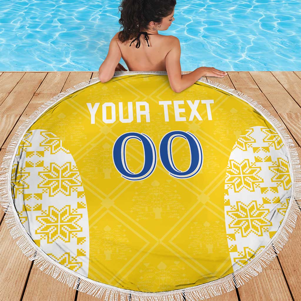 Custom Moldova Football Beach Blanket Tricolorii Tree Of Life Yellow Version - Wonder Print Shop