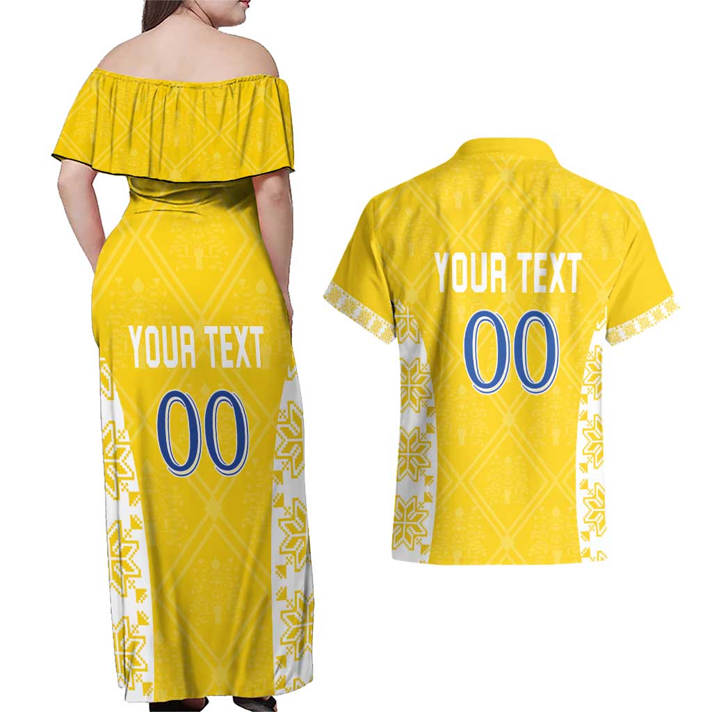 Custom Moldova Football Couples Matching Off Shoulder Maxi Dress and Hawaiian Shirt Tricolorii Tree Of Life Yellow Version - Wonder Print Shop