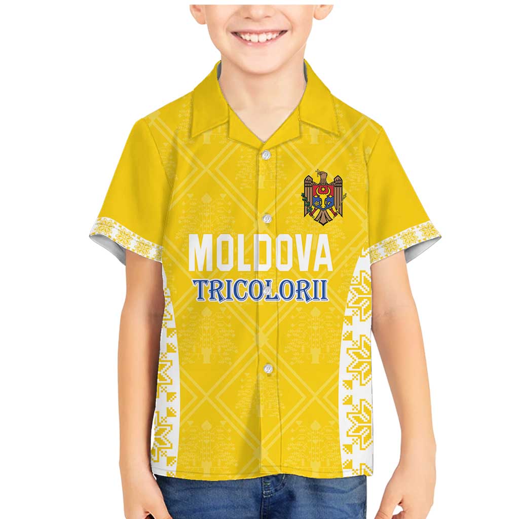 Custom Moldova Football Family Matching Mermaid Dress and Hawaiian Shirt Tricolorii Tree Of Life Yellow Version - Wonder Print Shop