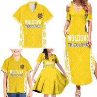 Custom Moldova Football Family Matching Summer Maxi Dress and Hawaiian Shirt Tricolorii Tree Of Life Yellow Version - Wonder Print Shop