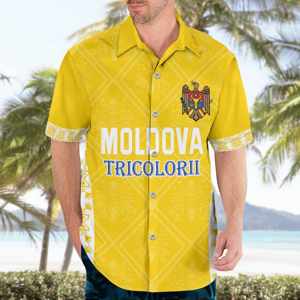 Custom Moldova Football Hawaiian Shirt Tricolorii Tree Of Life Yellow Version - Wonder Print Shop