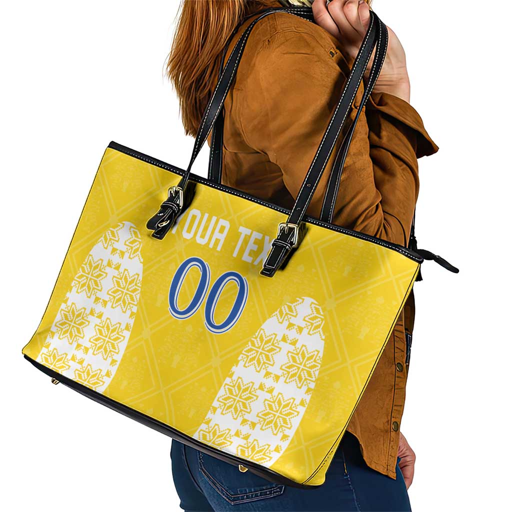 Custom Moldova Football Leather Tote Bag Tricolorii Tree Of Life Yellow Version - Wonder Print Shop