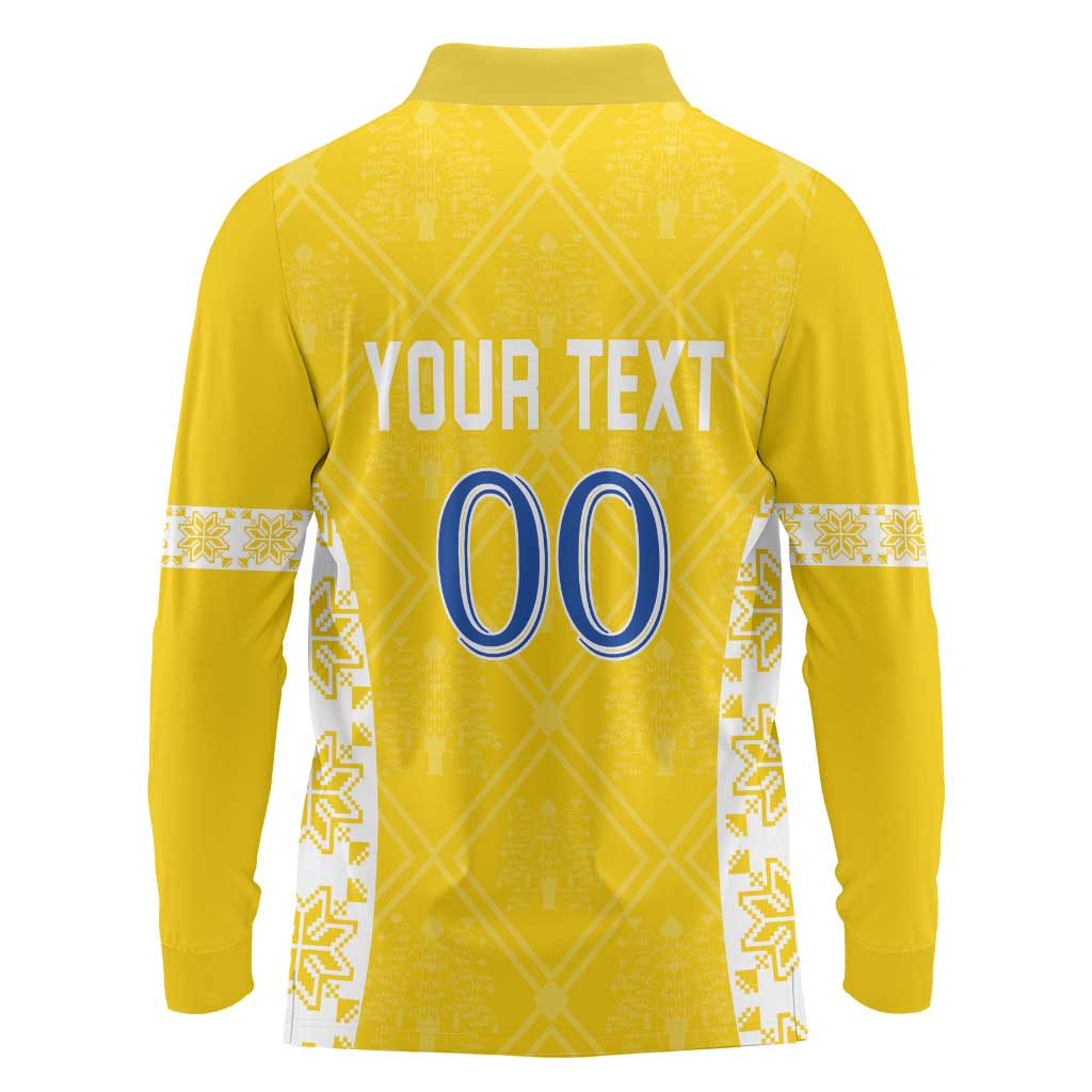 Custom Moldova Football Long Sleeve Polo Shirt Tricolorii Tree Of Life Yellow Version - Wonder Print Shop