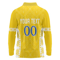 Custom Moldova Football Long Sleeve Polo Shirt Tricolorii Tree Of Life Yellow Version - Wonder Print Shop