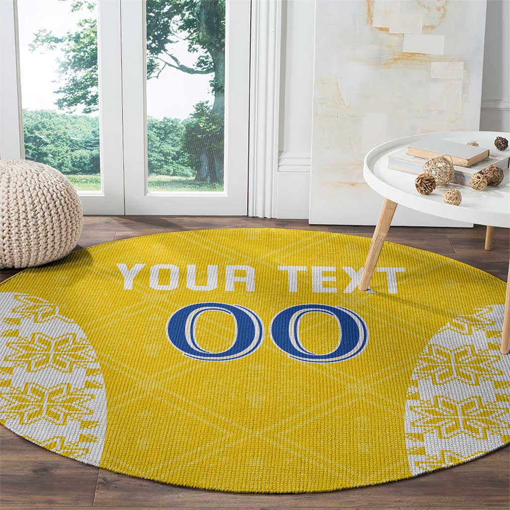 Custom Moldova Football Round Carpet Tricolorii Tree Of Life Yellow Version