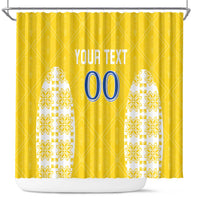 Custom Moldova Football Shower Curtain Tricolorii Tree Of Life Yellow Version