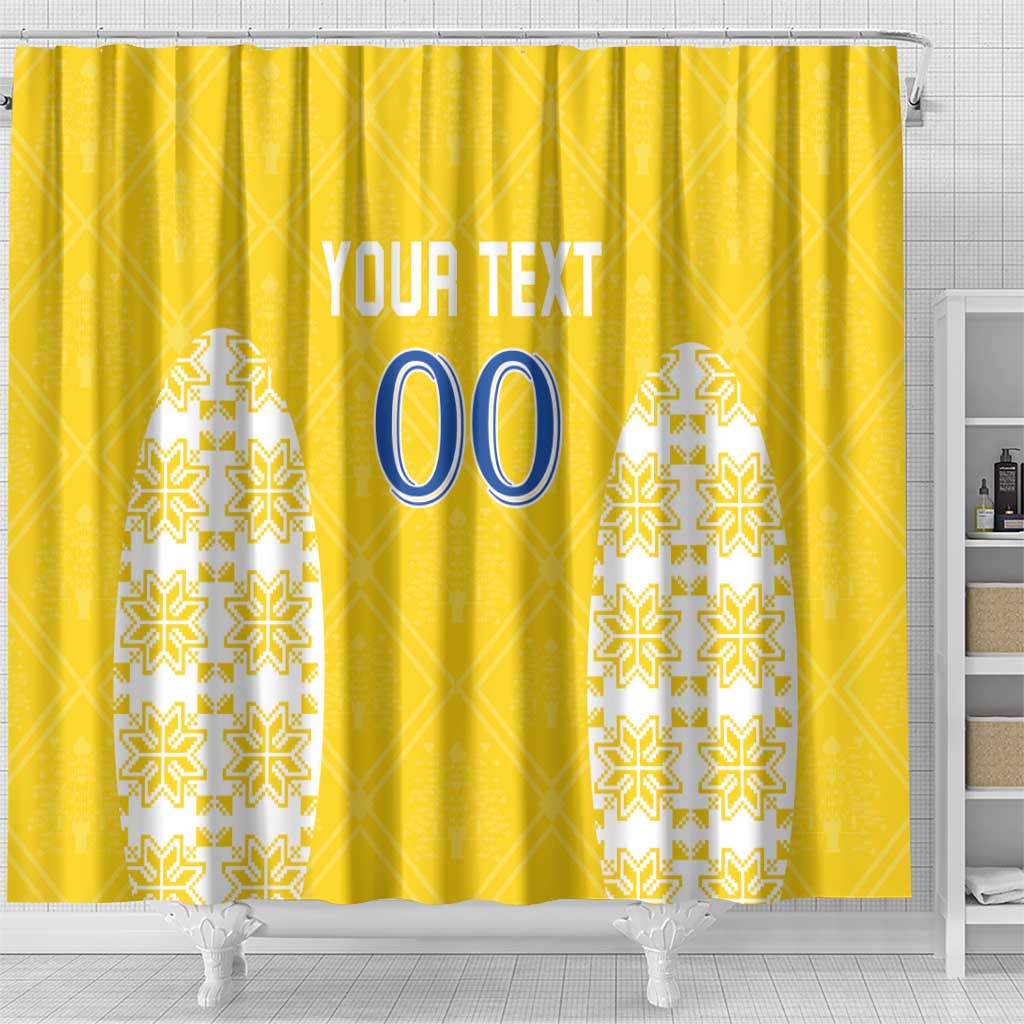 Custom Moldova Football Shower Curtain Tricolorii Tree Of Life Yellow Version