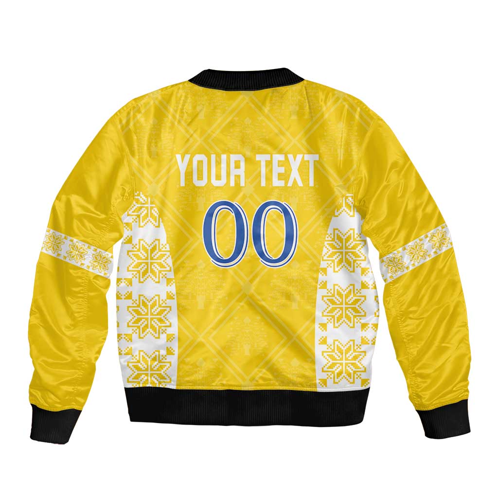 Custom Moldova Football Sleeve Zip Bomber Jacket Tricolorii Tree Of Life Yellow Version - Wonder Print Shop