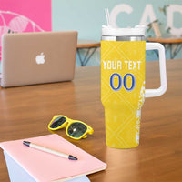 Custom Moldova Football Tumbler With Handle Tricolorii Tree Of Life Yellow Version - Wonder Print Shop