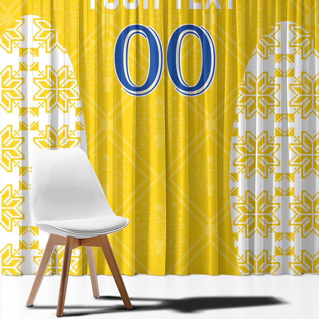 Custom Moldova Football Window Curtain Tricolorii Tree Of Life Yellow Version - Wonder Print Shop