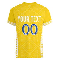 Custom Moldova Football Women V-Neck T-Shirt Tricolorii Tree Of Life Yellow Version - Wonder Print Shop