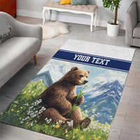 Personalized Finland Area Rug Brown Bear With Lily Of The Valley - Wonder Print Shop